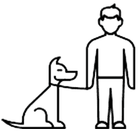 person holding dog on leash icon